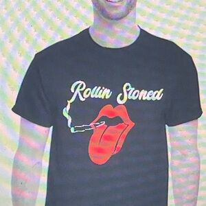 Black Graphic T-shirt Rolling Stoned!